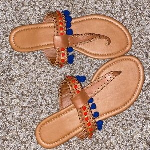 Flip flops with Pom Poms